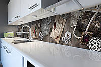 Наклейка на скинали Zatarga на кухню «Ажурный» 600х2500 мм виниловая 3Д наклейка кухонный фар OD, код: 5867500