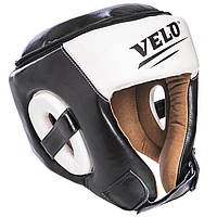 Шлем боксерский открытый с усиленной защитой макушки кожаный VELO VL-2211 размер XL цвет черный