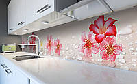 Наклейка на скинали Zatarga на кухню Крупные Цветы и капли Воды 650х2500 мм виниловая 3Д накл OD, код: 5867707
