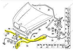 Трос відкривання капота BMW X5 E70 (2010-2013) рестайл, 51237184456