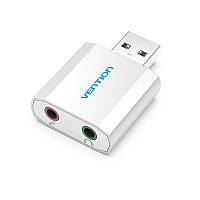 Внешняя звуковая карта Vention USB to 3.5 мм female USB External Sound Card Silver (VAB-S13)