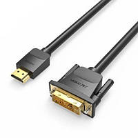 Адаптер перехідник Vention HDMI to DVI 4K 60 Hz 1080P 60 Hz двоспрямований 1 м Black (ABFBF)