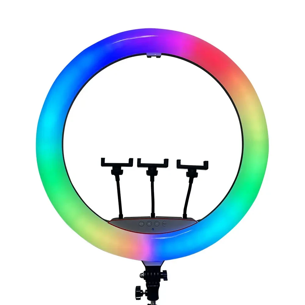 Кільцева кольорова LED лампа Soft Ring Light 45 cm 18" MJ-45 з трьома тримачами для телефону та пультом ДК