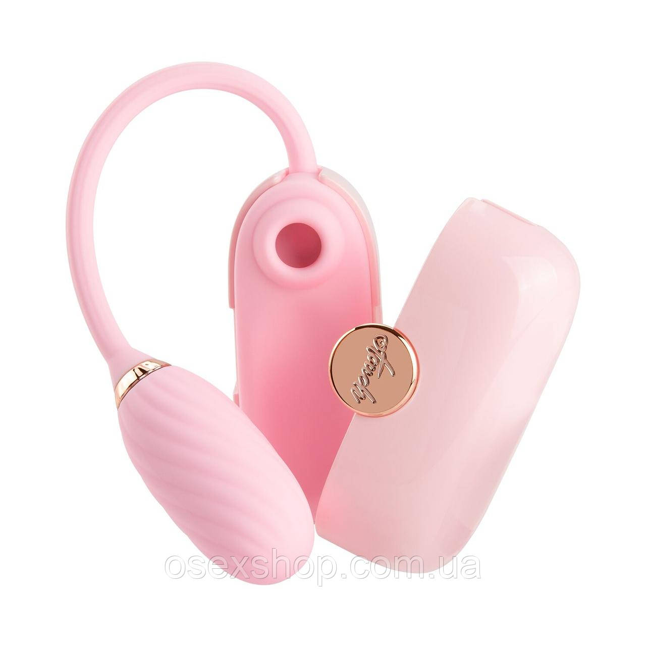 Вакуумний кліторальний стимулятор Otouch Louis Vibrate Pink з віброяйцем, у кейсі, фото 1