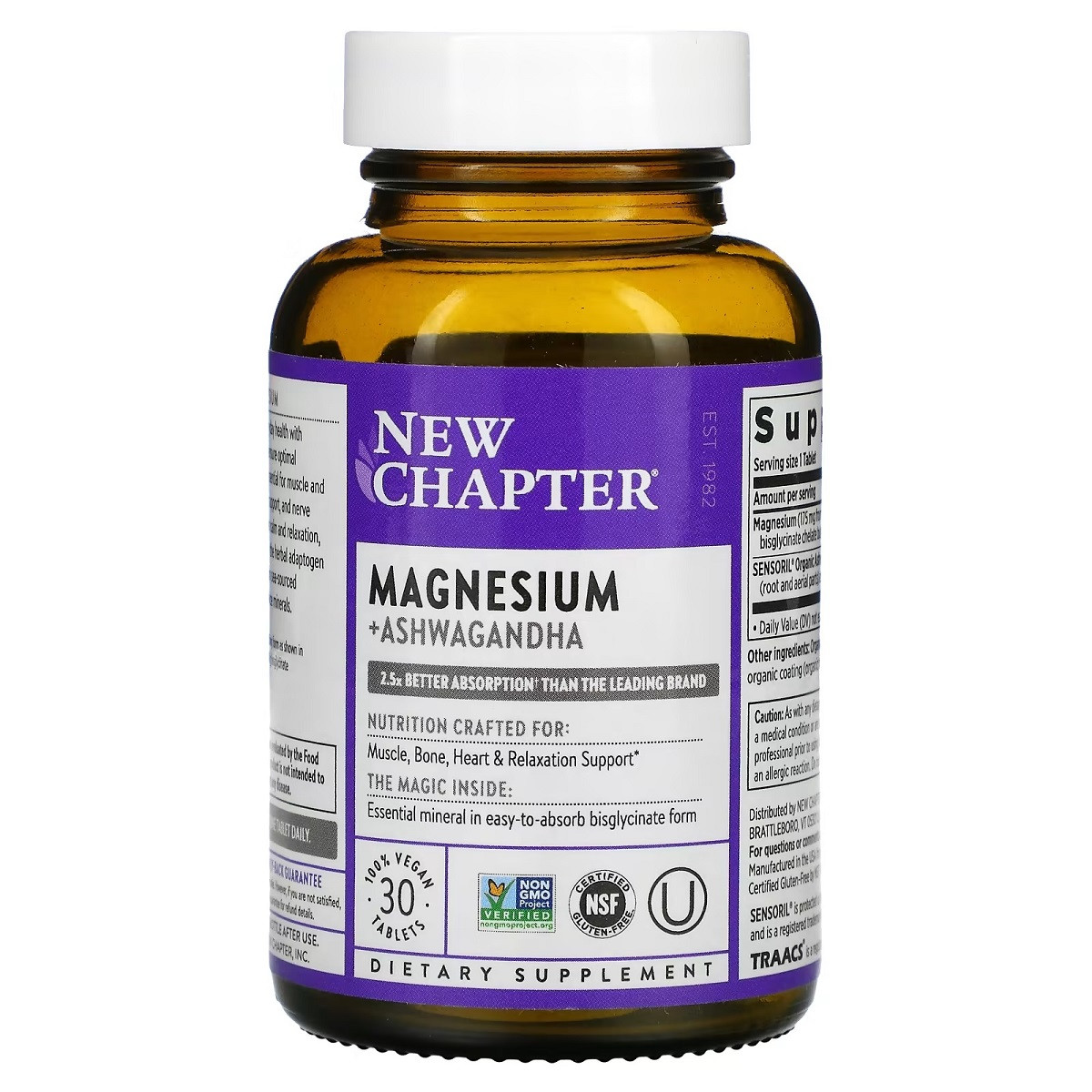Магній і Ашваганда, Magnesium + Ashwagandha, New Chapter, 30 таблеток