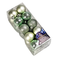 Елочные новогодние шарики МАГІЧНА-НОВОРІЧНА 9642 пластиковые 4см в наборе 20см