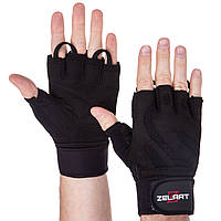 Перчатки для фитнеса и тяжелой атлетики кожаные Zelart SB-161070 размер S цвет черный