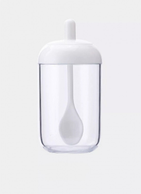 Банку з ложкою для спецій, солі, цукру (біла), фото 1