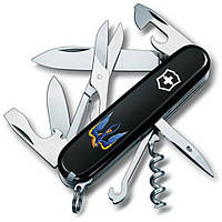 Складной швейцарский нож Victorinox Vx13703.3_T1230u Climber Ukraine Тризуб-Ласточка 14 функций 91 мм черный