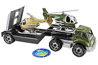 Набор Военный тягач,машина и 2 вертолета, цвет: темно зеленый, от 3 лет, ТЕХНОК тойс