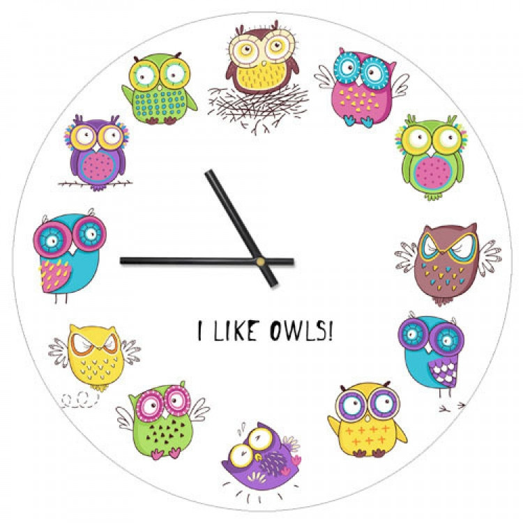 Годинник настінний круглий, I like owls 36 см