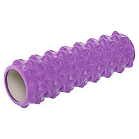Роллер массажный цилиндр (ролик мфр) 45см Grid Rumble Roller Zelart FI-9395 цвет фиолетовый Черный