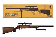 Снайперская винтовка на подставке стреляет шариками, лазер, металл и дерево ZM51W от CYMA.