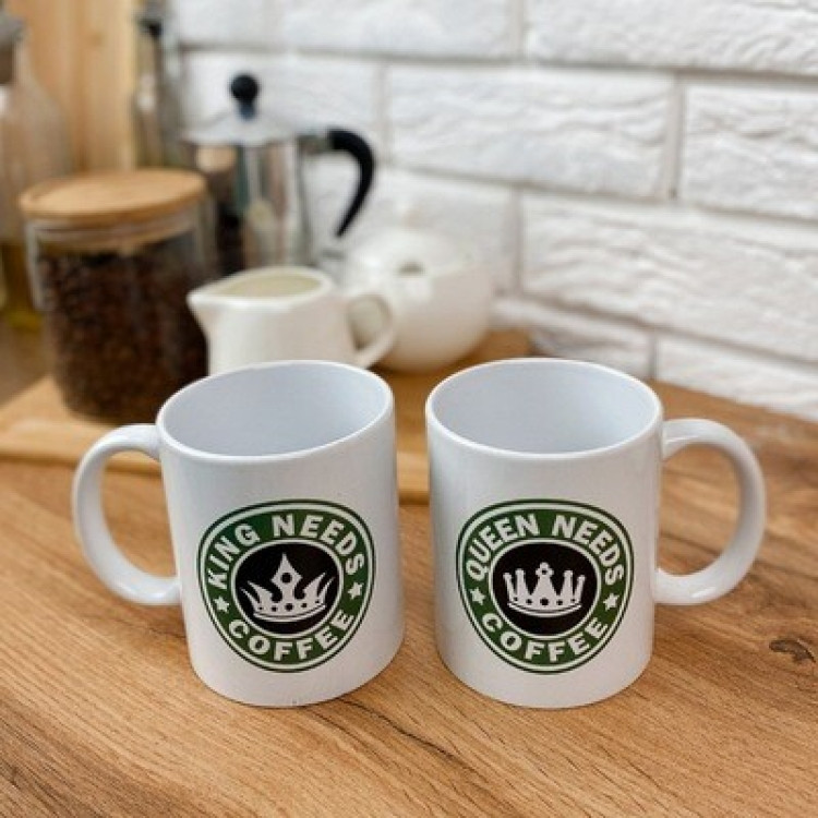 Парні чашки King Needs Coffee & Queen Needs Coffee