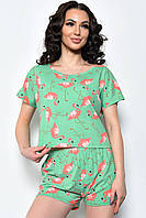 Пижама женская летняя шорты+футболка салатового цвета 170635M
