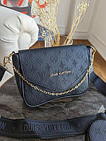 Сумка кросс боді Louis Vuitton 2 в 1 чорна стегана