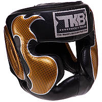 Шлем боксерский с полной защитой кожаный TOP KING Empower TKHGEM-01 размер S цвет черный-золотой