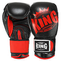 Перчатки боксерские кожаные TPKING TK0363 размер 14 унции цвет черный-красный