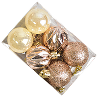 Елочные новогодние шарики Stenson R90709 пластиковые 4см в наборе 12шт gold