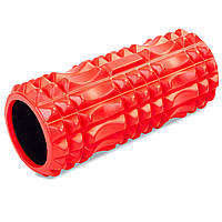 Роллер массажный цилиндр (ролик мфр) заполненный пеной 33см Grid Spine Roller Zelart FI-5712 цвет красный