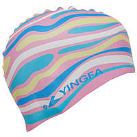 Шапочка для плавання YINGFA C0080 колір синій-білий Блакитний-рожевий