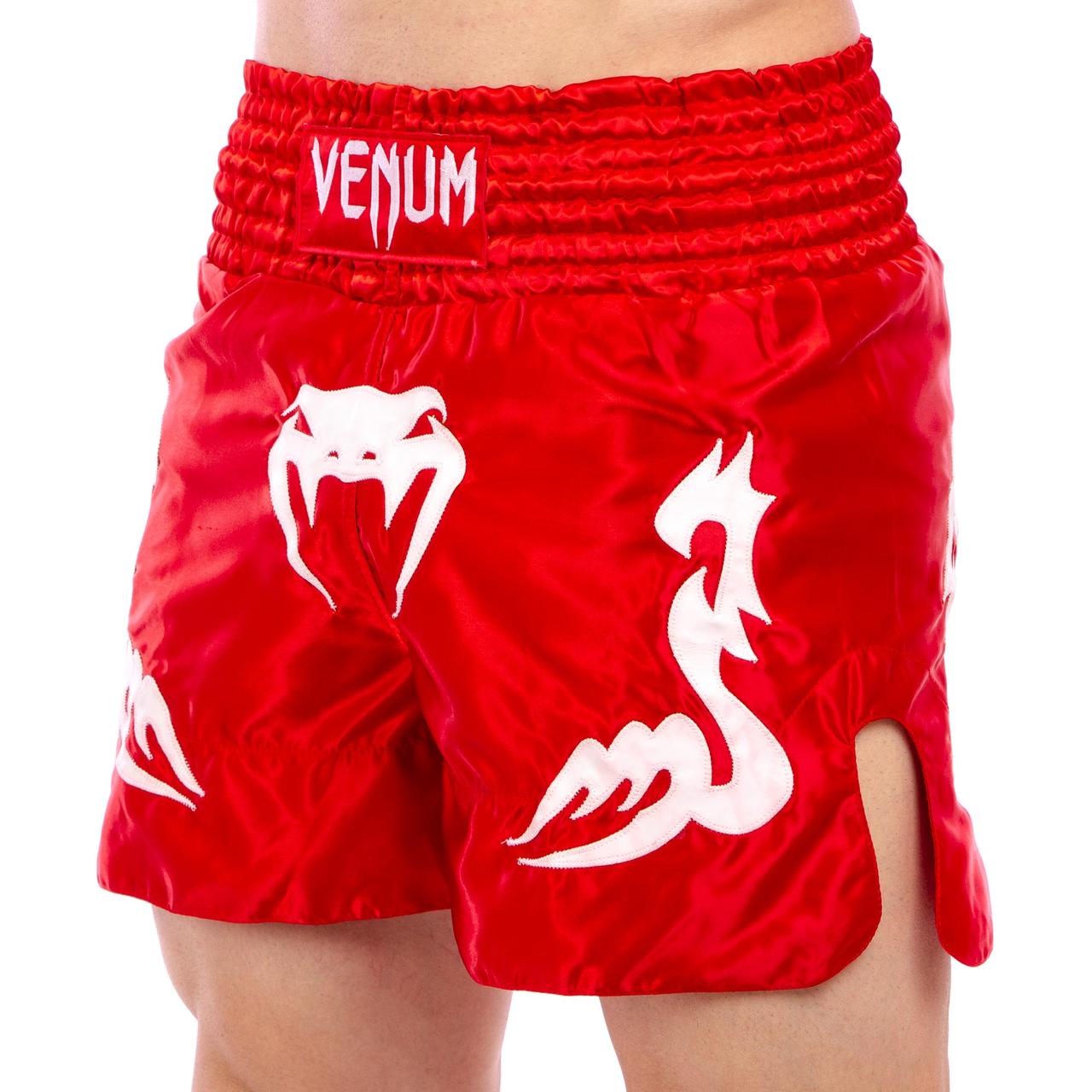 Шорты для тайского бокса и кикбоксинга VNM INFERNO CO-5807 размер M цвет красный-белый - фото 1 - id-p2132960422