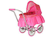 Детская коляска для куклы розовая с юбкой