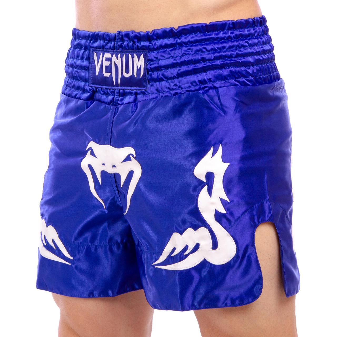 Шорты для тайского бокса и кикбоксинга VNM INFERNO CO-5807 размер M цвет синий-белый - фото 1 - id-p2132960425