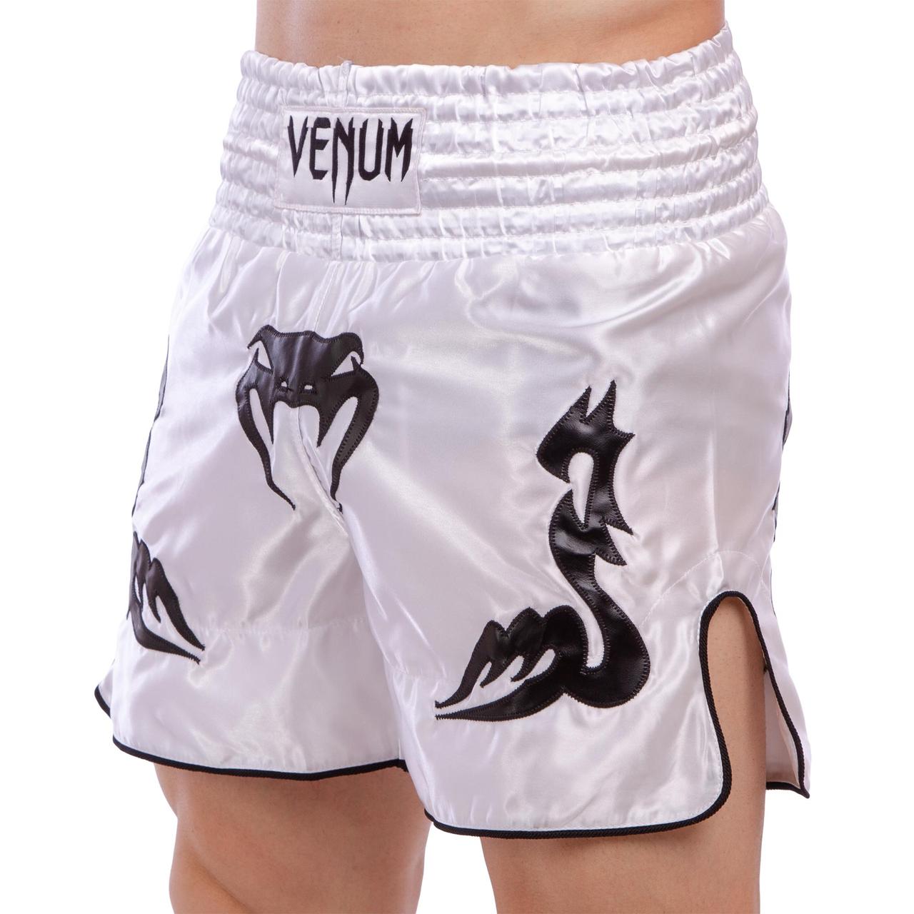 Шорты для тайского бокса и кикбоксинга VNM INFERNO CO-5807 размер M цвет белый-черный - фото 1 - id-p2132960427