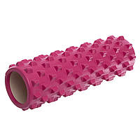 Роллер массажный цилиндр (ролик мфр) 45см Grid Rumble Roller Zelart FI-4942 цвет розовый