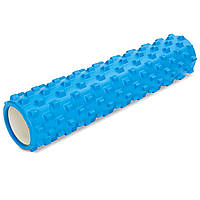 Ролер масажний циліндр (ролик мфр) 61 см Grid Rumble Roller Zelart FI-6280 колір рожевий Синій