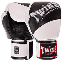 Перчатки боксерские кожаные TWINS VELCRO BGVL10 размер 12 унции цвет черный-белый