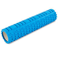 Ролер масажний циліндр (ролик мфр) 61 см Grid Combi Roller Zelart FI-6673 колір жовтогарячий Синій