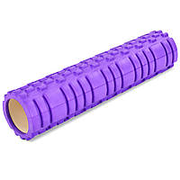 Ролер масажний циліндр (ролик мфр) 61 см Grid Combi Roller Zelart FI-6673 колір жовтогарячий Фіолетовий