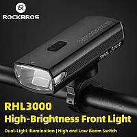 Велосипедная фара Rockbros RHL 3000 - 3000 люмен аккумулятор 10000 mah, яркая, супер автономная, Black