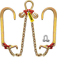 VEVOR 5/16"×2' G80 V-chain bridle with 2 legs and 15" large J-hooks and T-hooks