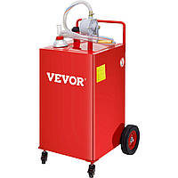 VEVOR Fuel Caddy бак для хранения топлива 35 галлонов 4 колеса с ручным насосом, красный