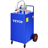 VEVOR Fuel Caddy бак для хранения топлива 30 галлонов 4 колеса с ручным насосом, синий