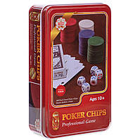 Набор для покера в металлической коробке Zelart IG-4591 100 фишек