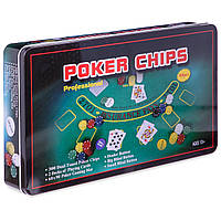 Набор для покера в металлической коробке Zelart IG-4394 300 фишек