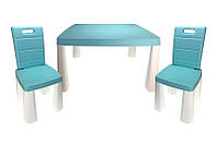 Набор мебели, стол и 2 стула, бирюзовый цвет от DOLONI.