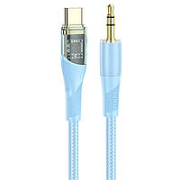 Кабель AUX HOCO UPA25 Transparent Discovery Edition Digital audio conversion cable Type-C Blue