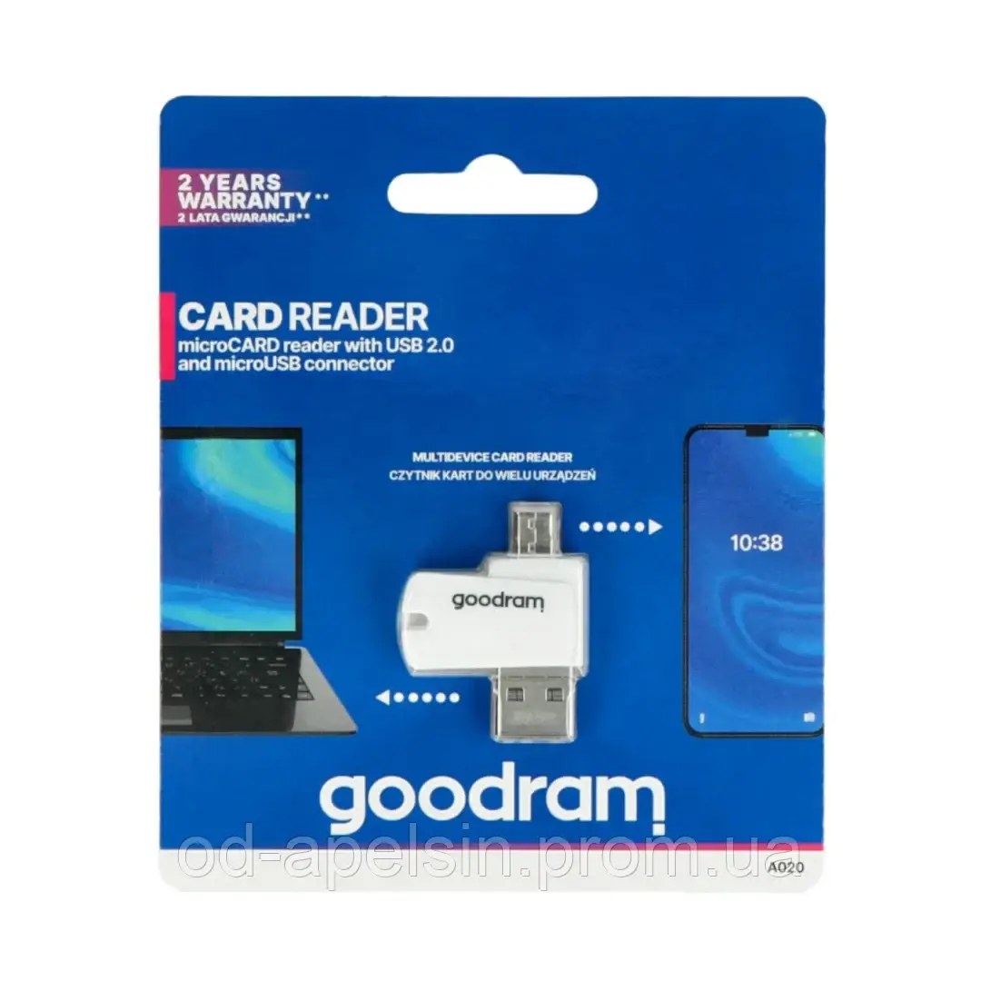 Зчитувач карт MicroSD з USB і microUSB OTG входом - GoodRam