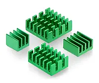 Набір радіаторів для Raspberry Pi 4B - з термострічкою - зелений - 4 шт.