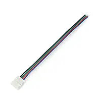 Штекер для светодиодных лент и полос RGB 10 мм 4-полюсный с одним зажимом - 14 см
