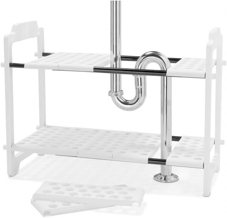 Розсувна полиця під раковину, під змішувач для шафи з регульованими стійками, фото 1