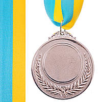 Заготовка медали с лентой Zelart HIT C-3218 цвет серебряный