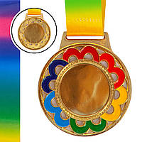 Заготівка медалі зі стрічкою кольорова Zelart C-0347 колір бронзовий Золотий