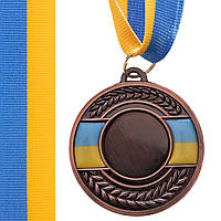 Заготівка медалі зі стрічкою Zelart UKRAINE з українською символікою C-3242 колір золотий Бронзовий