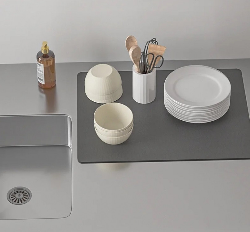 Супер поглинаючий килимок нековзний для сушіння посуду суперабсорбуючий 29*39см Сірий, фото 1